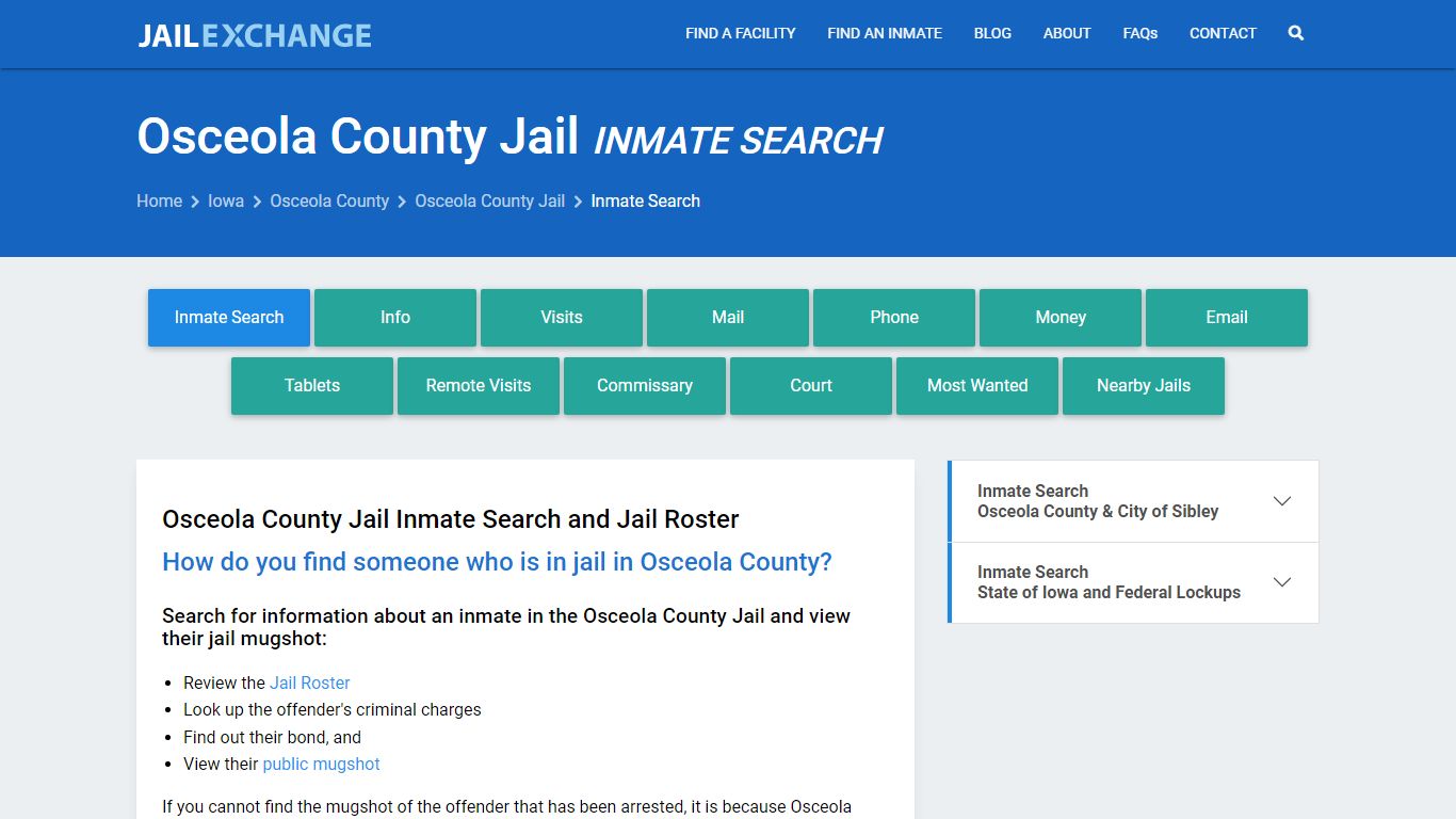 Inmate Search: Roster & Mugshots - Osceola County Jail, IA